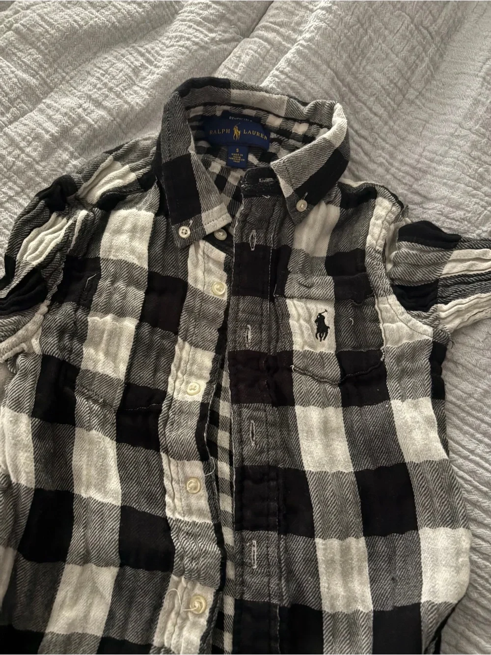 Ralph Lauren Black & White Buffalo Plaid Button-Down Shirt